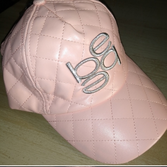 💜 NEW BEBE Pink Quilted Faux Leather Embroidered Hat Cap Lady's - Picture 6 of 7